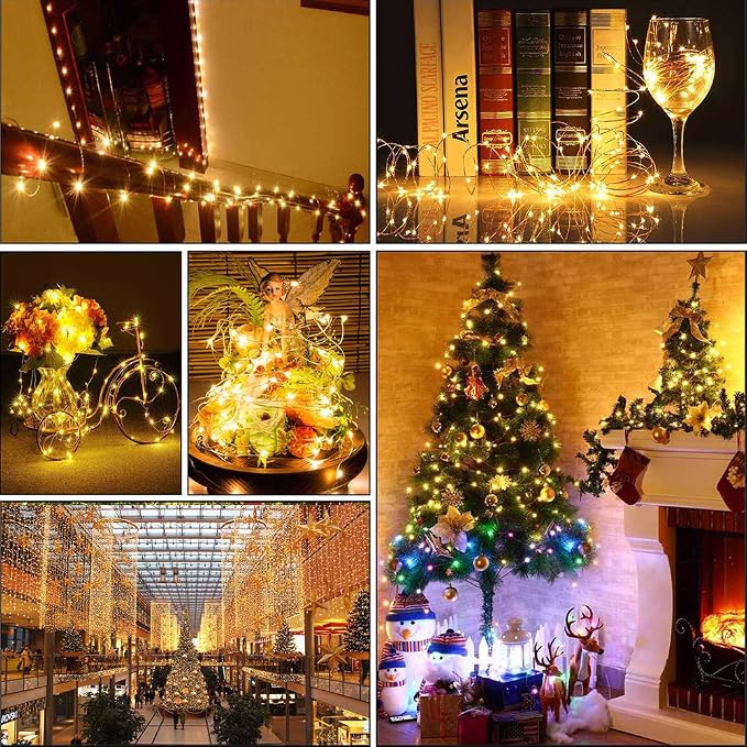 MUMUXI 24 Pack 7.2ft Fairy Lights Battery Operated, 20 LED String Lights, Waterproof Silver Wire, Warm White for Bedroom, Weddings, Halloween, Christmas Decorations, Battery Powered Indoor Outdoor Use