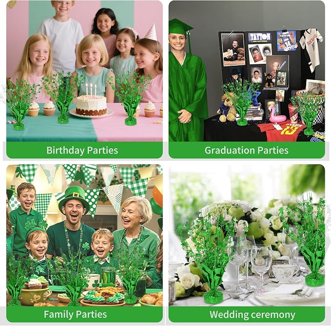 12 Pack Metallic Foil Spary Centerpieces for Tables, Shamrock Green Centerpieces for Tables Decorations, Star Brust Table Centerpieces for Birthday Graduation Wedding Baby Shower Party