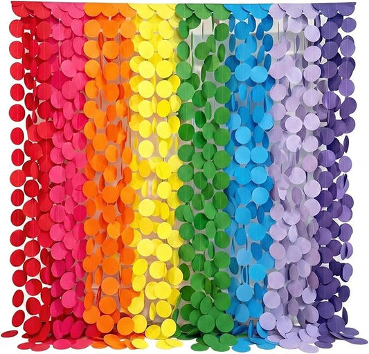 Ultimate Big Circle Dots Party Garland Streamer Backdrop (290 Ft Total, 40 Strands x 7.25 Ft Per Strand) - Hanging Paper Dot Decor for Birthdays, Baby Showers, & All Events (Rainbow)