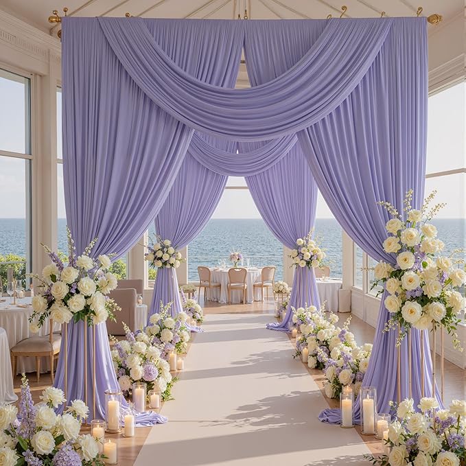 30ft x 10ft Wrinkle Free Lavender Backdrop Curtains for Parties, Light Purple Photo Backdrop Drapes 6 Panels for Wedding Girls Birthday Photography Party Background Baby Shower