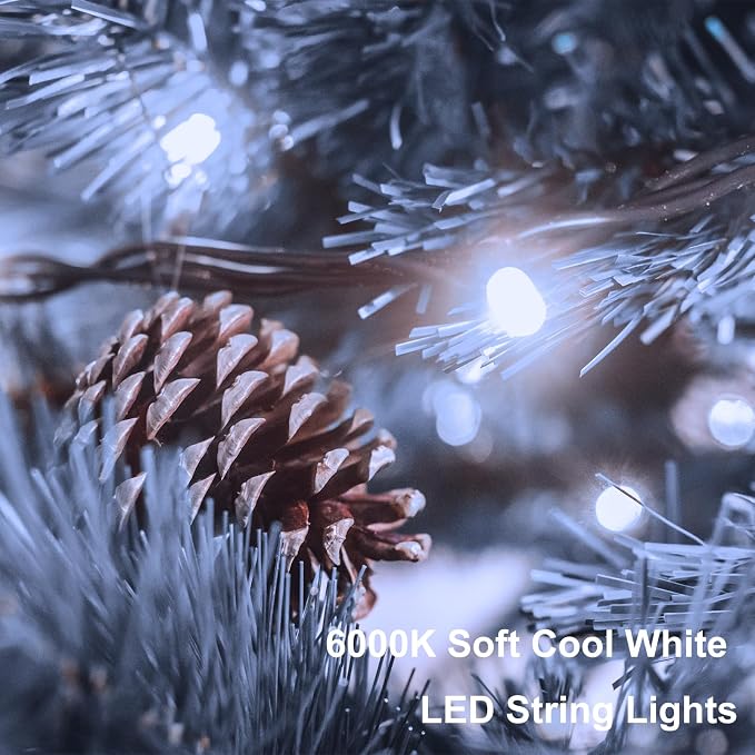 2 Pack String Lights Battery 33Ft 10 LED Christmas Tree Lights for Garden | Green Wire,Remote,Timer, 8 Modes, Waterproof, Fairy Lights for Bedroom Wreath Tree Christmas Decor, Cool White