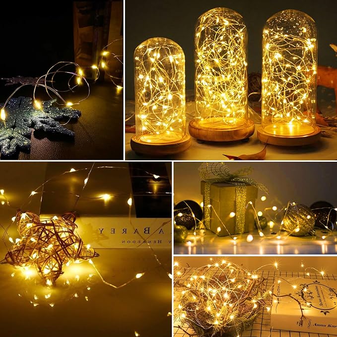 AIKEI 48 Pack LED Fairy Lights Battery Operated, String Lights Waterproof 7 Feet 20 Led Firefly Starry Lamps for Wedding Party Bedroom Garden Christmas Decoration (Warm White, 48 Pack)