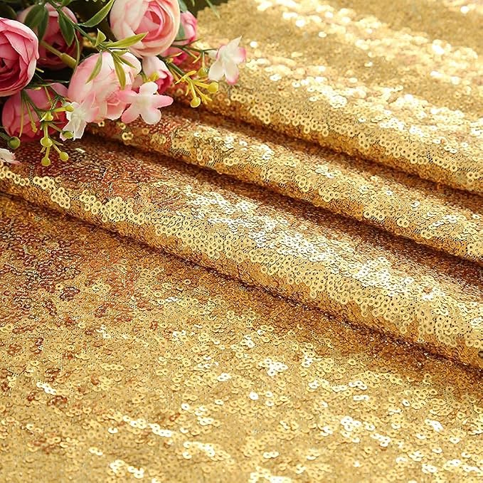Poise3EHome Gold Sequin Backdrop, 6FT x 8FT Glitter Curtain for Weddings, Parties, Photo Booth Decor