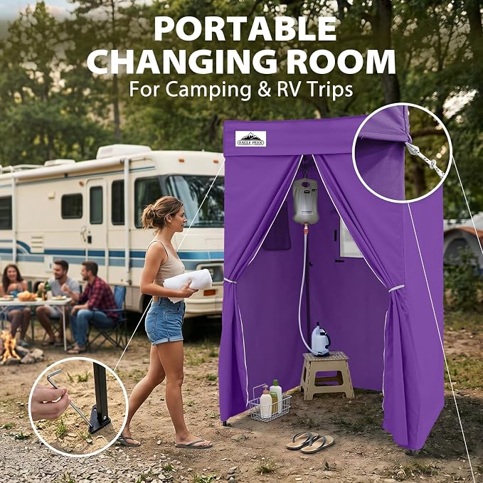 EAGLE PEAK 4x4 Pop Up Changing Tent, Flat Top Changing Room, Purple | Portable, Privacy Tent, Pool Cabana, Dressing Room, Shower & Toilet Use, Opaque Fabric, Instant Setup, Photoshoots, Camping
