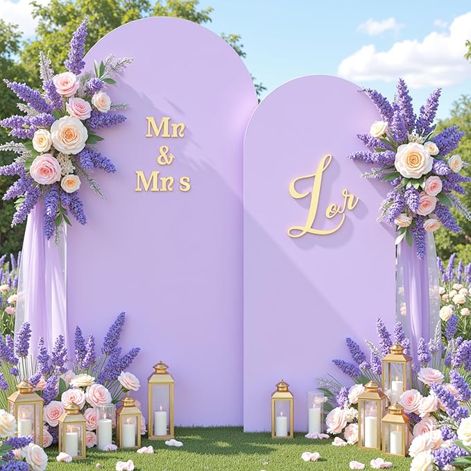 Lavender Arch Backdrop Cover Set of 2-7.2 and 6ft Lilac Light Purple Arch Covers Stretchy Backdrop Spandex Baby Shower Arch Stand Covers for Girls Birthday Party Wedding Bridal Shower Photo Background