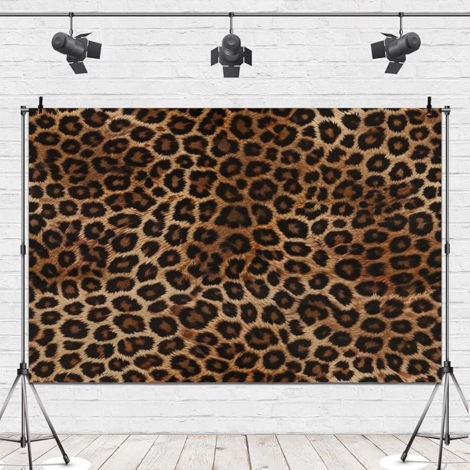 Valentines Leopard Backdrop Cheetah Brown Black Spots Prints Background Audlts Wild Theme Lady Bachelorette Birthday Baby Shower Wedding Decorations Photo Props 8x4ft Vinyl