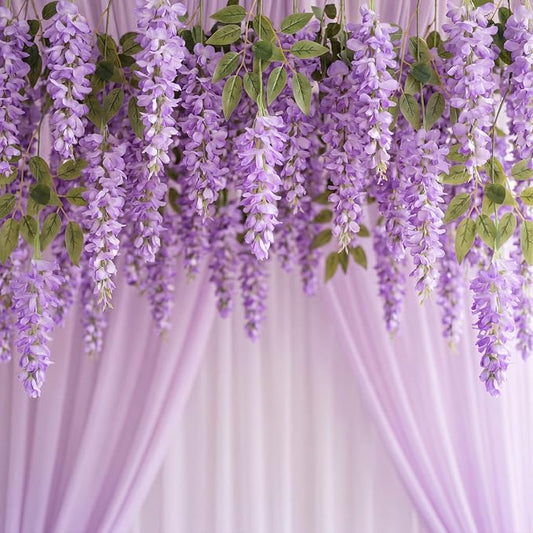 Lyrow 60 Pack Artificial Purple Wisteria Floating Garland, Ceiling Hanging Flower Vines, Enchanted Themed Decorations, Whimsical Party Coquette Aesthetic Fairy Room Decor, Garden Wedding Wall Decor