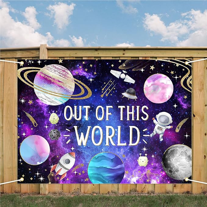 Avezano Space Galaxy Backdrop Out Space Galaxy Planets Astronaut Baby Shower Background for Photography Cosmic Starry Universe Theme Newborn Banner (7x5ft)