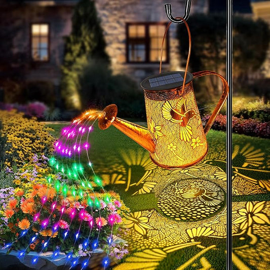 Solar Watering Can Lights, Hummingbird Gifts for Mothers Day Women Mom Grandma Birthday, Waterproof Outdoor Multicolor Garden Decor Large Hanging Solar Lanterns Garden Light for Patio Porch Pathway