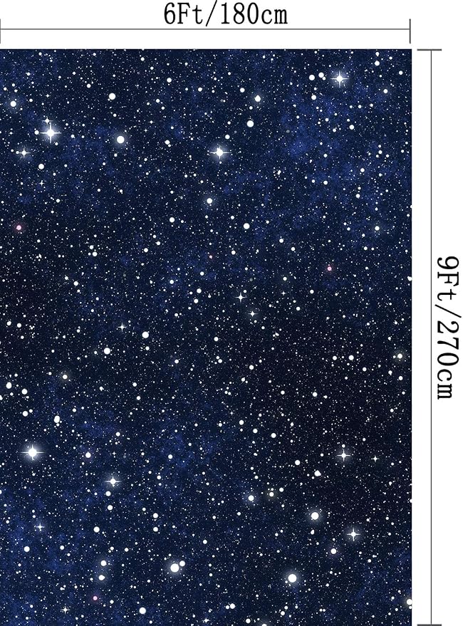 6x9ft Star Filled Night Sky Backdrop Twinkle Star Universe Space Theme Birthday Party Banner Baby Shower Wedding Video Photography Background Photo Studio Props Supplies PGT621B