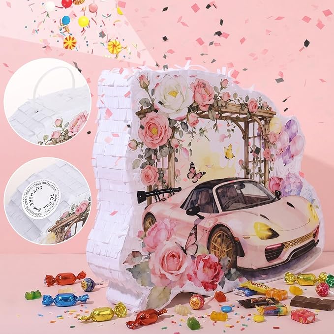 Cars Piñata Race Car Party Favors Set with A Blindfold, Bat and Confetti Birthday Party Supplies Theme Racing Pinata for Celebration Carnival Party Supplies