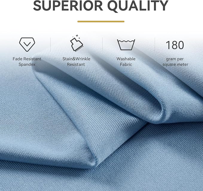 Outpain Dusty Blue Spandex Table Clothes for 6 Foot Rectangle Tables-4Pack 6FT Spandex Fitted Table Cover, Wrinkle Free Tablecloths with Skirt for Parties, Wedding, Birthday, Banquet, Festival