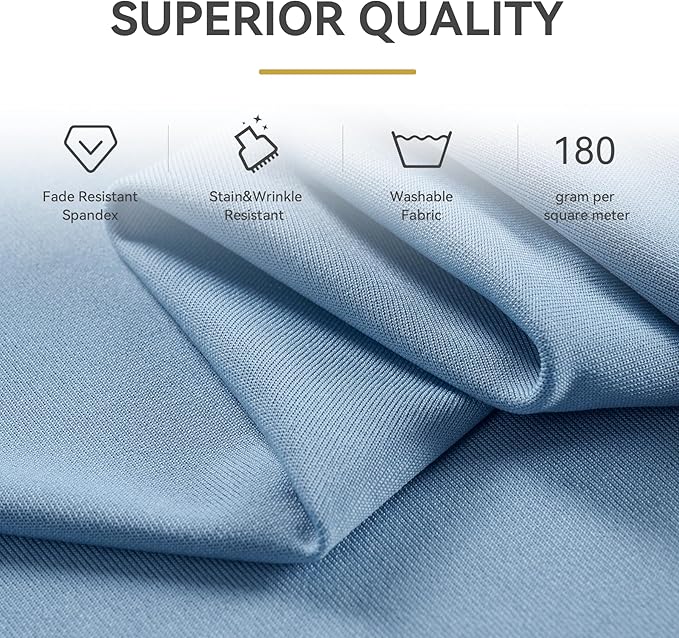 Outpain Dusty Blue Spandex Table Clothes for 6 Foot Rectangle Tables-6Pack 6FT Spandex Fitted Table Cover, Wrinkle Free Tablecloths with Skirt for Parties, Wedding, Birthday, Banquet, Festival