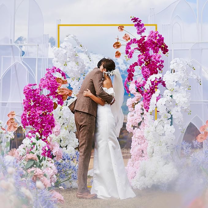 Asee'm 6.6FTx4FT Gold Wedding Arch Backdrop Stand Square Metal Rectangular Arch Frame for Ceremony Party Birthday Bridal Baby Shower Anniversary Arbor Balloon Decoration