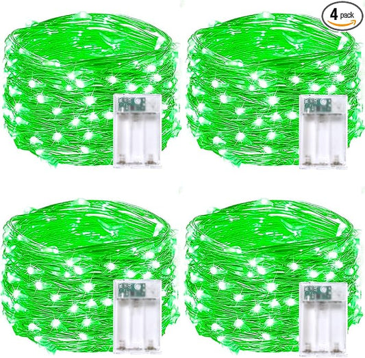 4 Pack 60 LED Fairy Lights Battery Operated with Timer, 20FT Waterproof String Lights Indoor Outdoor, Cuttable Battery Light for Home Bedroom Wedding DIY Centerpiece Christmas Decorations (Green)