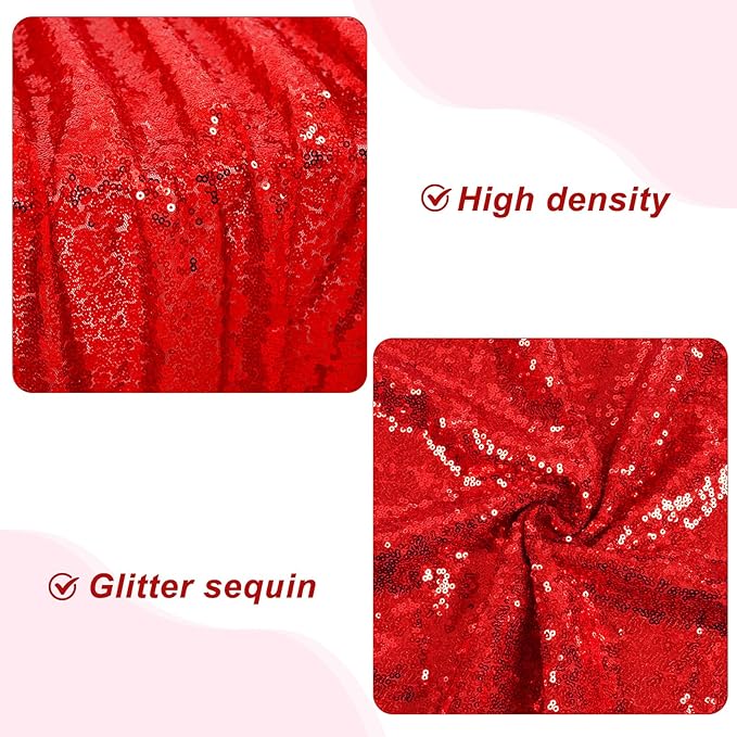 PartyDelight Sequin Tablecloth Red Rectangle 50"x80" Shimmer Table Cloths Sparkle Glitter Decorations