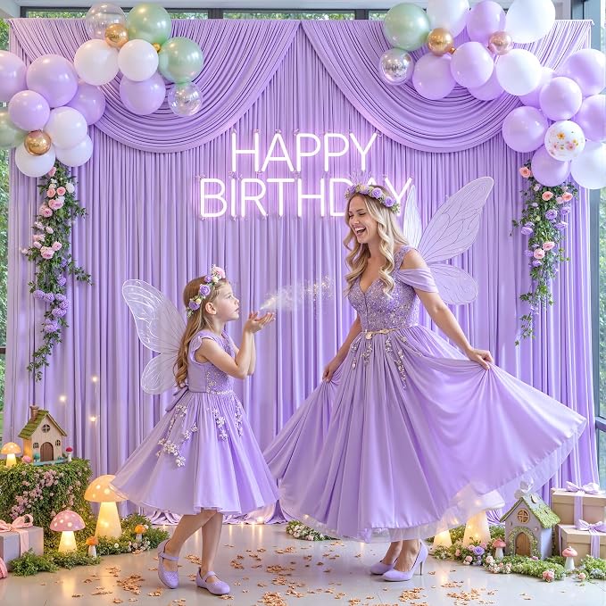 4 Panels Lavender Backdrop Curtains for Wedding Party Wrinkle Free Backdrops Curtain Drape Fabric Decorations Light Purple Photo Back Drop for Baby Shower Photography Stage Reception 20ft(W) x 12ft(H)