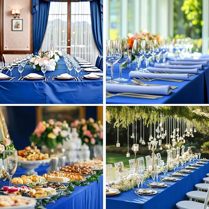 Rectangle Tablecloths 90x132 Inch 2 Pack Royal Blue Tablecloth for 6ft Washable Decorative Linen Polyester Table Cloths for 8ft Dining Table Banquets Buffet Parties and Wedding