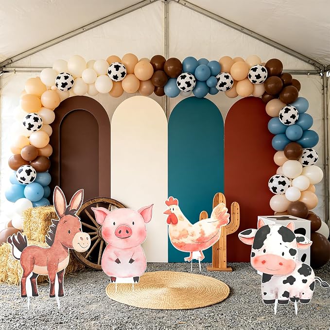 Large Farm Animal Cardboard Cutouts - 4Pcs Farm Party Yard Sign Set Farm Animals Cardboard Stand Sign for Baby Shower Birthday Decorations Photo Booth Props