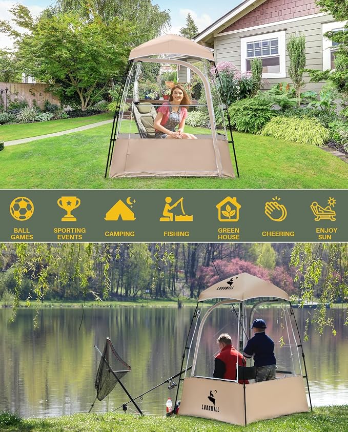Pod All Weather Sports Tent, Outdoor Pop Up Bubble Clear 540° View Winter Tent for 1-2 Person, Instant Cold Weather Shelter with Rainfly for Soccer, Football, Softball & Other Sports Events