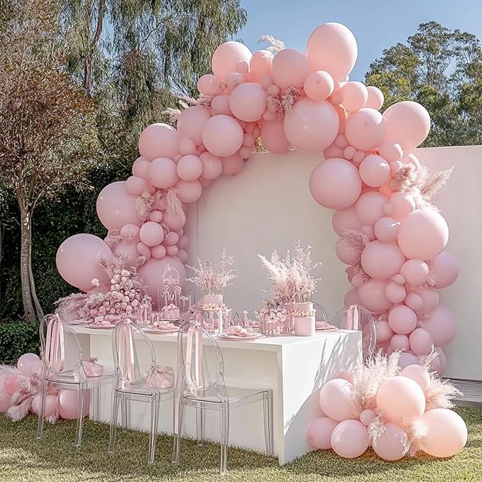 Pastel Light Pink Balloons, 98PCS Double Stuffed Pink Balloon Garland Arch Kit, 18/12/10/5 Inch Different Sizes for Birthday Baby Shower Birthday Gender Reveal Bridal Party Decorations