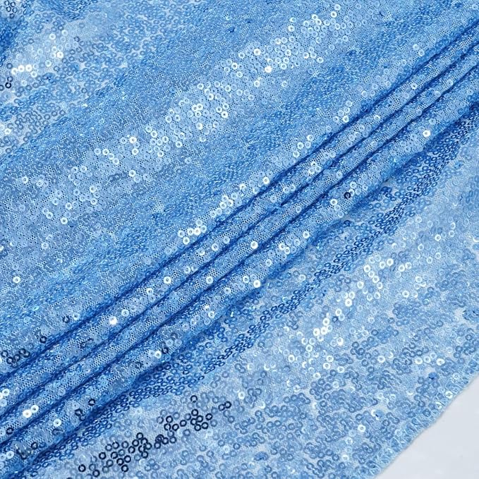 Poise3EHome Baby Blue Sequin Tablecloth 60×102 Inch Rectangle Sparkly Fabric Table Cloth for Baby Shower Birthday Party Wedding Christmas Holiday Decoration