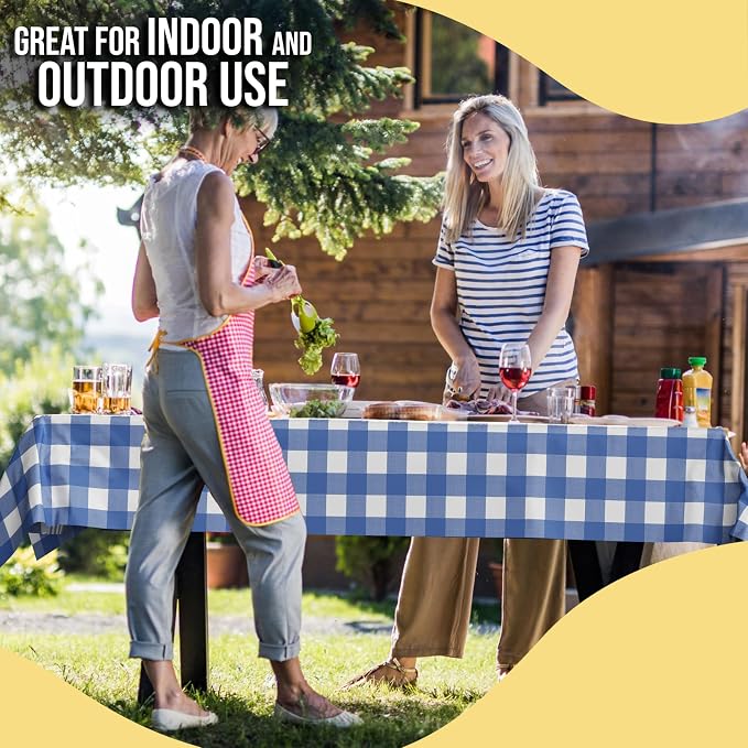 Party Solids 66% Thicker Premium Blue Gingham Plastic Table Cover Roll 40" X 100' Table Cloth Plastic Cover Roll Quality Thick Banquet Rolls Disposable Tablecloth Rolls Strong American Based Company
