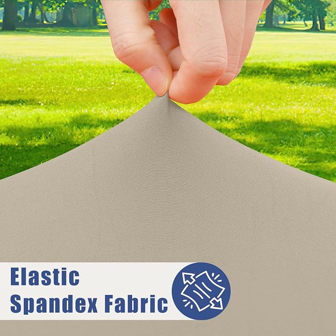 Moosfor Spandex 6 Foot Rectangle Table Cloth 4 Pack, Elastic Fitted Tablecloths for Picnic, Stretch Washable Patio Table Cover for Outdoor, Camping, Banquet and Parties (Taupe, 30"x72")