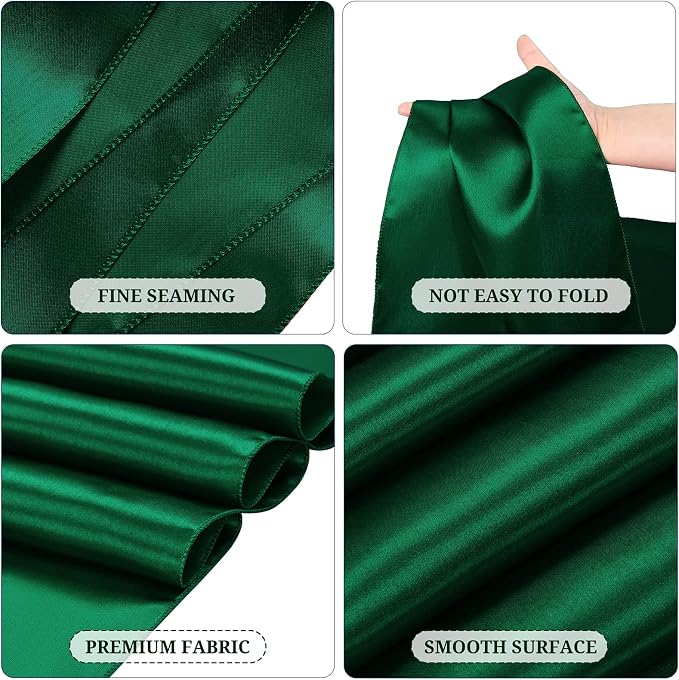 24 Pack Forest Green Satin Table Runners 12 x 108 Inch Long Table Runners for Rectangle Round Tables,Smooth Table Runner for Wedding, Birthday Party Banquets Graduation Engagements Decoration