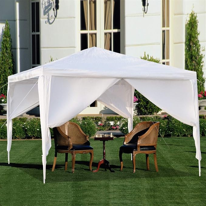 10x10 Canopy Tent, Heavy Duty Portable Outdoor Tent with 4 Removable Sidewalls, Waterproof Party, Wedding, Camping & Backyard Shelter, White