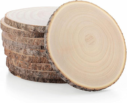 Tioncy 10 Pack Large Wood Slices for Centerpieces Unfinished Rounds Wood Slabs for Tables Decor Natural Wooden Circle for DIY Crafts Rustic Wedding Centerpiece Decor (8-9 Inch)