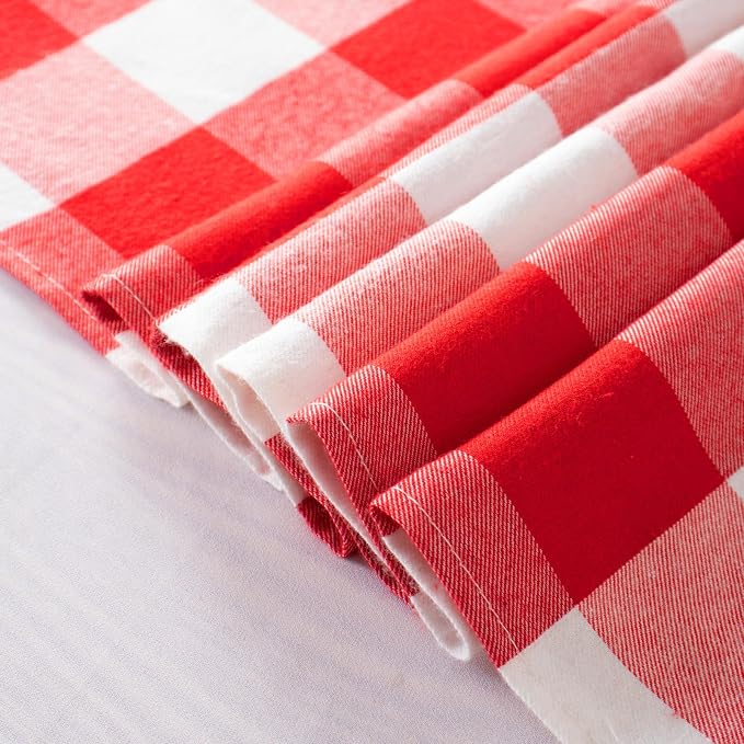 ShinyBeauty 6pcs Red & White Checked Table Runners 108 inches Long Classic Farmhouse Table Runner Buffalo Plaid Runners for Family Dinner Thanksgiving Decorations (13"x108")