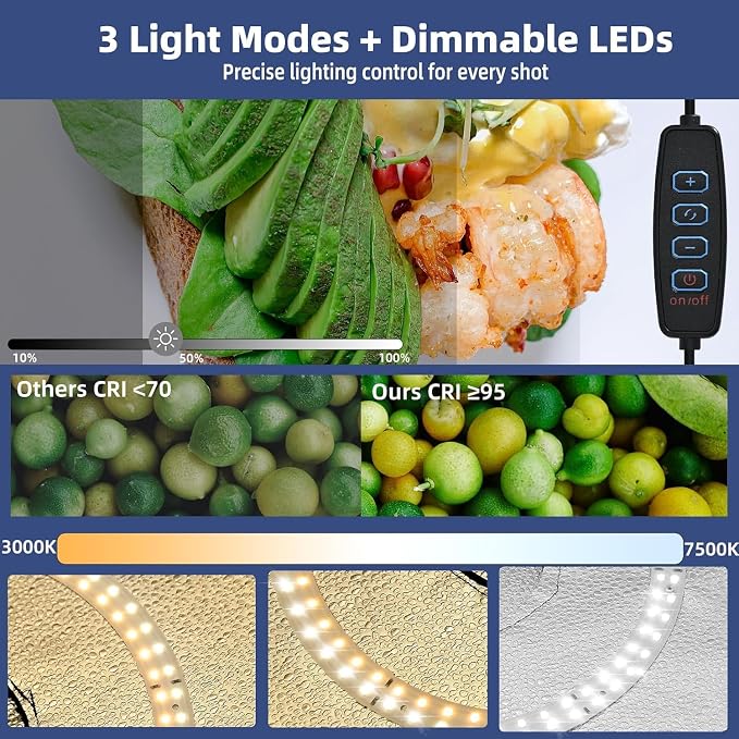 24" Photo Light Box with 35W Type-C Power Adapter, 300 LEDs Photography Studio Lightbox, 3 Color Temperatures 3000K-5700K Dimmable Shooting Tent, 6 Waterproof PVC Backdrops & Soft Cloth