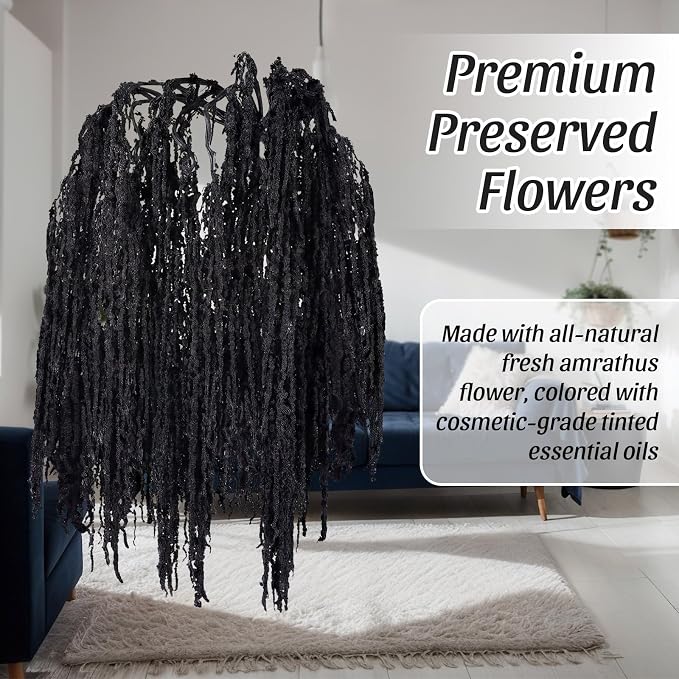 Suncalla 12 Pcs Black Spring Natural Dried Amaranthus Hanging Flowers Amaranthus Artificial Flowers for Wedding Arch Bouquet Floral Garland Wall Home Decoration (23 Inch)
