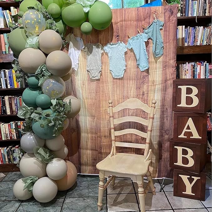 Double Stuffed Sage Green Balloons Arch, Olive Dusty Green Brown Beige Neutral Balloon Garland Kit, White Sand Apricot Tan Latex Balloon for Baby Shower Birthday Jungle Safari Party Decoration