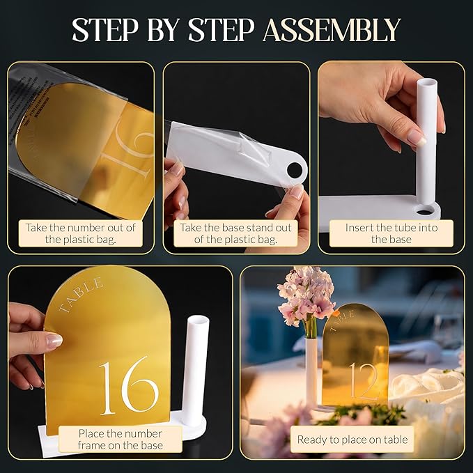 Table Numbers 1-20 - Number Holders For Wedding Reception , Gold Acrylic Sign Stands , Stand Signs Holder , Events And Restaurant Tables , Party With Wine Cards , Elegant at Event , Boho