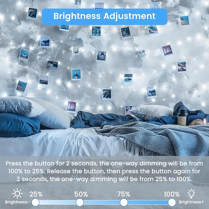 Connectable 2Pack String Lights Indoor, 66FT 200LED String Lights, 13Modes Twinkle Fairy Lights Plug in Outdoor Waterproof, Cool White Clear Wire Light for Christmas Tree, Wedding Yard, Party Decor