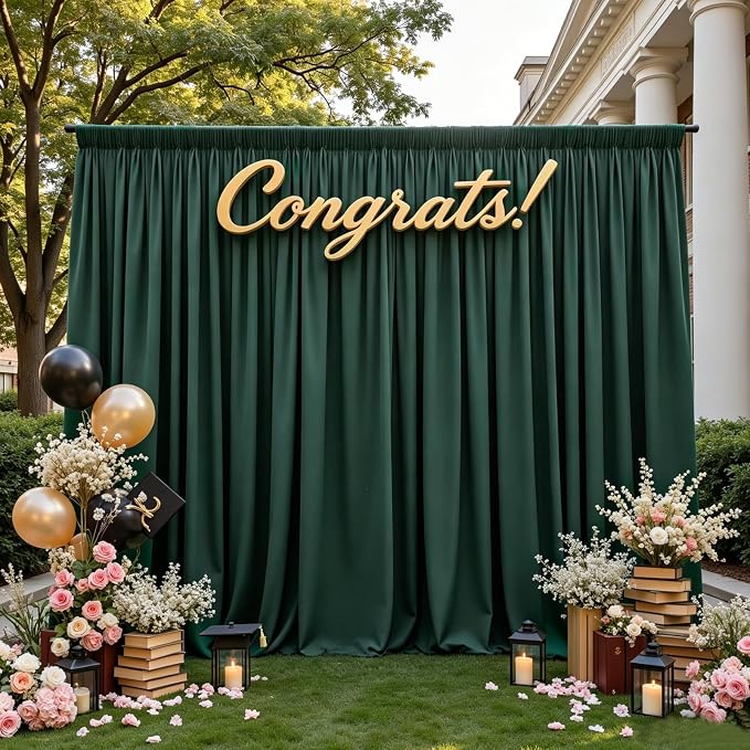 20FT x 10F Blackish Green Backdrop Curtain for Parties, Polyester Curtain Backdrop with Rod Pockets,Photography Photo Booth Backdrop for Wedding,Film Sets,Formal Occasions, Birthday Decoration