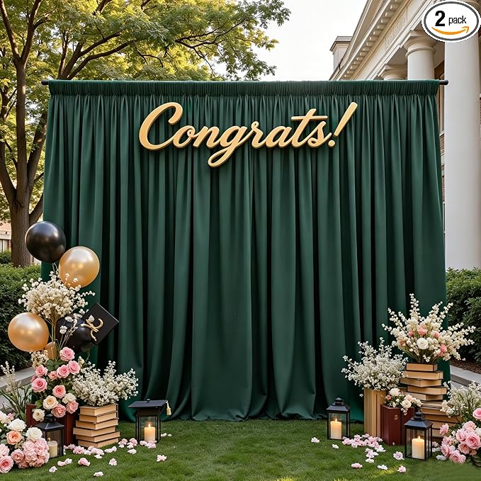 Gallety 10FT x 10F Blackish Green Backdrop Curtain for Party, Polyester Wedding Backdrop Drapes,Photo Background Curtain for Natural Themed Banquets,Photography,Graduation Decor