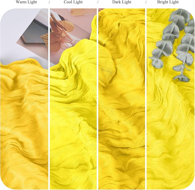 8 Pack Yellow Cheesecloth Table Runner 10FT Boho Gauze Cheese Cloth Table Runner Rustic Sheer Fabric Table Runners for Wedding Bridal Shower Baby Shower Party(21.5×120 Inch)
