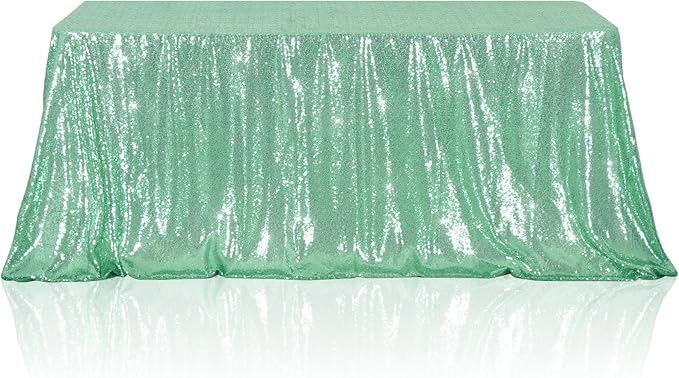 Poise3EHome Mint Green Sequin Tablecloth 50×72 Inch Rectangle Table Cover for Birthday Wedding Party Baby Shower Decoration