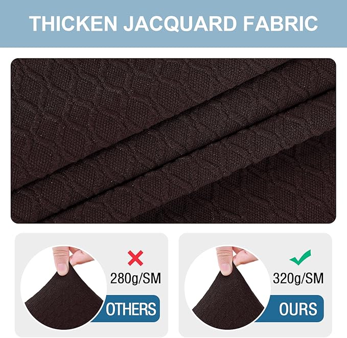 Smiry Stretch Jacquard Seat Covers for Dining Room Chairs Set of 2, Removable Washable Chair Seat Protector Slipcovers, No Rear Covers, Brown