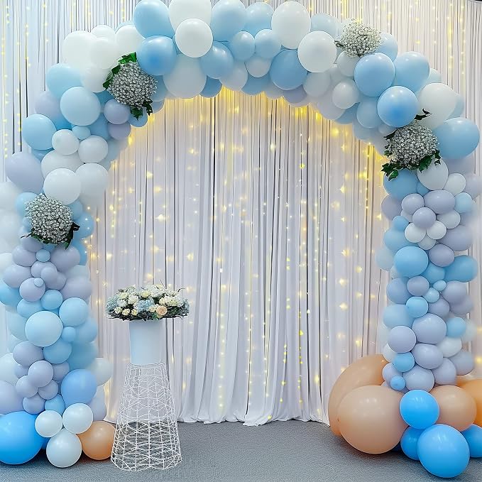 10x12 White Backdrop Curtains for Wedding Party Wrinkle Free Backdrops Curtain Drapes Fabric Decorations Photo Back Drop Cloth for Baby Shower Photography Stage Reception 5ft x 12ft,2 Panels