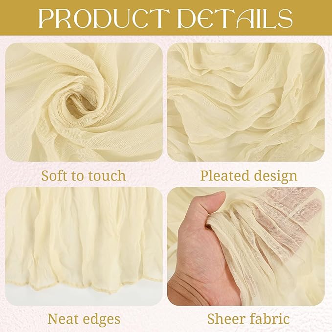16 Pack Cheesecloth Boho Gauze 35120 Inch Rustic Romantic Long Table Runner for Wedding Party Bridal Shower Thanksgiving Christmas Decoration (Ivory)