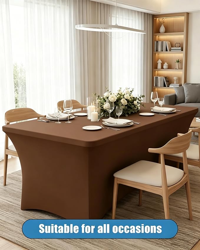 6FT Coffee Table Cloth - 2 Pack Fitted Stretch Rectangle Spandex Tablecloth, Washable Table Cover for Party, Picnic, Wedding, Banquet, Birthday and Festival(30" x 72")