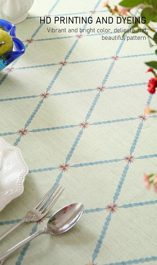 ISAENNE Designer Vintage Round Linen Tablecloth,Diameter 55"-Floralsea B | French Elegant Beautiful Durable Printed Table Cloth,Floral Pattern,Decoration,Heavyweight,Dining,Kitchen,Thanksgiving