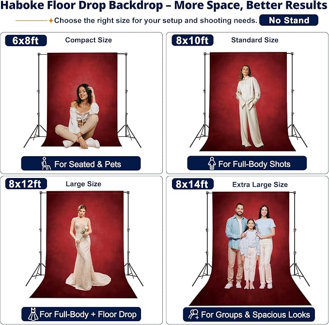 Abstract Professional Photography Backdrop for Portrait Photo Props Booth Background Photoshoot Studio with Polyester Fabric Roller Pocket on Top (8x10ft,Red,No Stand)