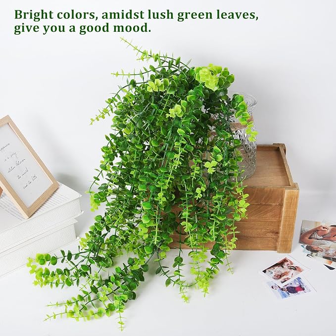RECUTMS Hanging Money Plants Fake Outdoor Hanging Artificial Flower for Outdoors Artificial Vines Plastic Faux Draping Greenery Spring for Basket Home Garden Wedding Party Decorations 3Pcs