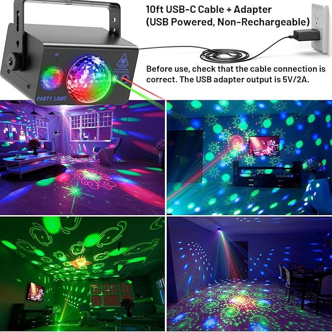 Party Lights Dj Disco Ball Light, LED Stage Strobe Lights Sound Activated with Remote Control for Xmas Club Bar Parties Holiday Christmas Birthday Wedding Home Decorations