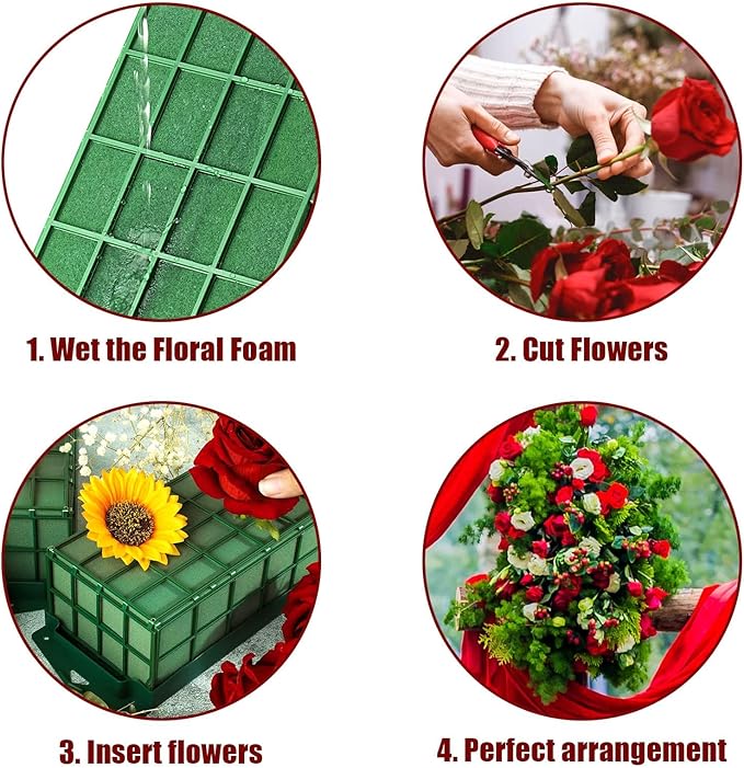 Takytao Floral Foam Cage 6 Pack, Dry Flower Cage Holders, Green Foam Cage Blocks for Fresh Flower Arrangements Decoration, Wedding, Interior and Garden